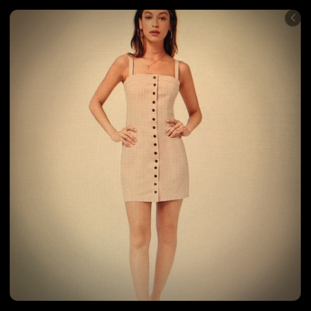 Button front linen blend dress